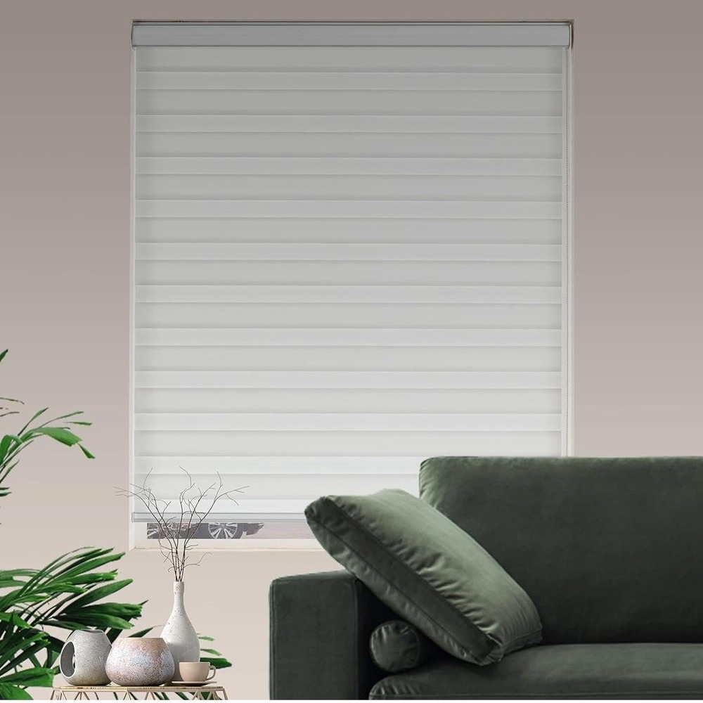 Jiangpin Zebra Roller Blinds Shades 32x72 White Double Layered Light Filtering - Picture 3 of 12